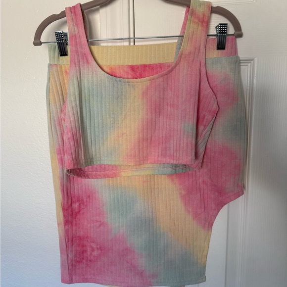 Fashion Nova Tops - Fashion Nova 2 Piece Colorful Tie-Dye Crop Top with Skirt